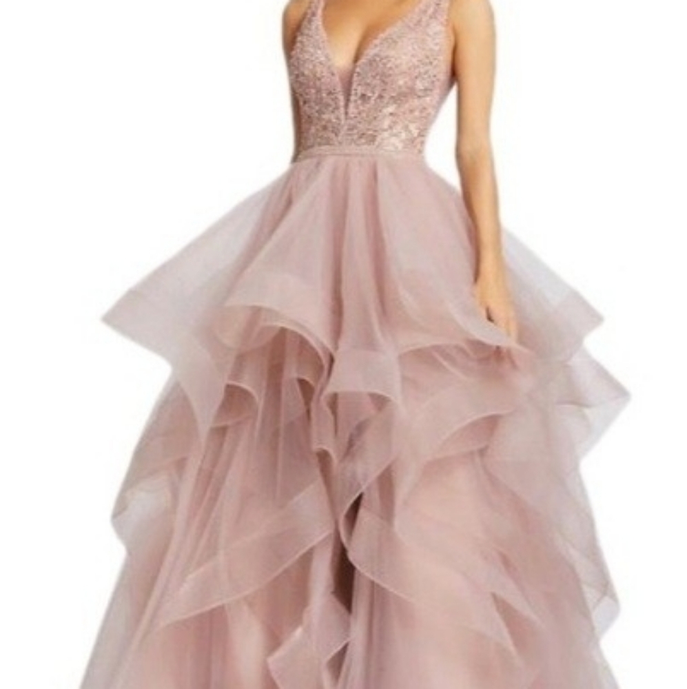 Mac Duggal Couture gown dress blush pink can be as wedding gown Prom